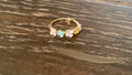 Gold plated, enamel and crystal flower ring