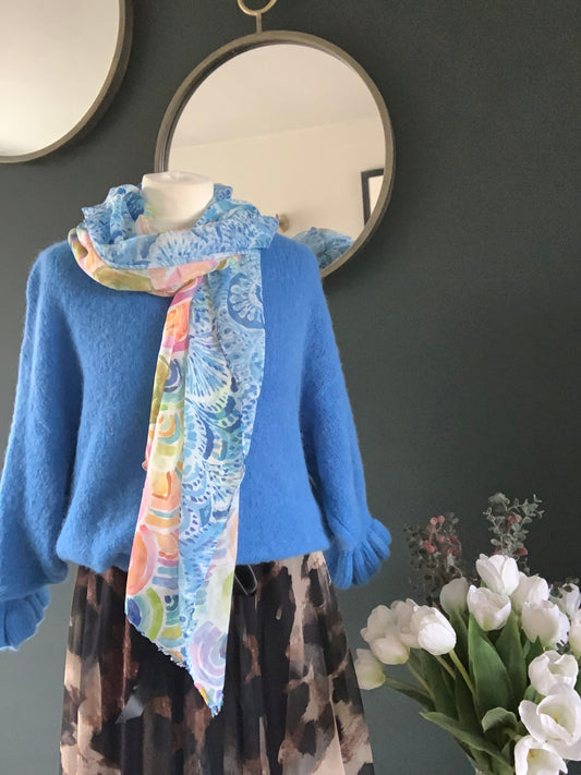 Blue mix watercolour scarf