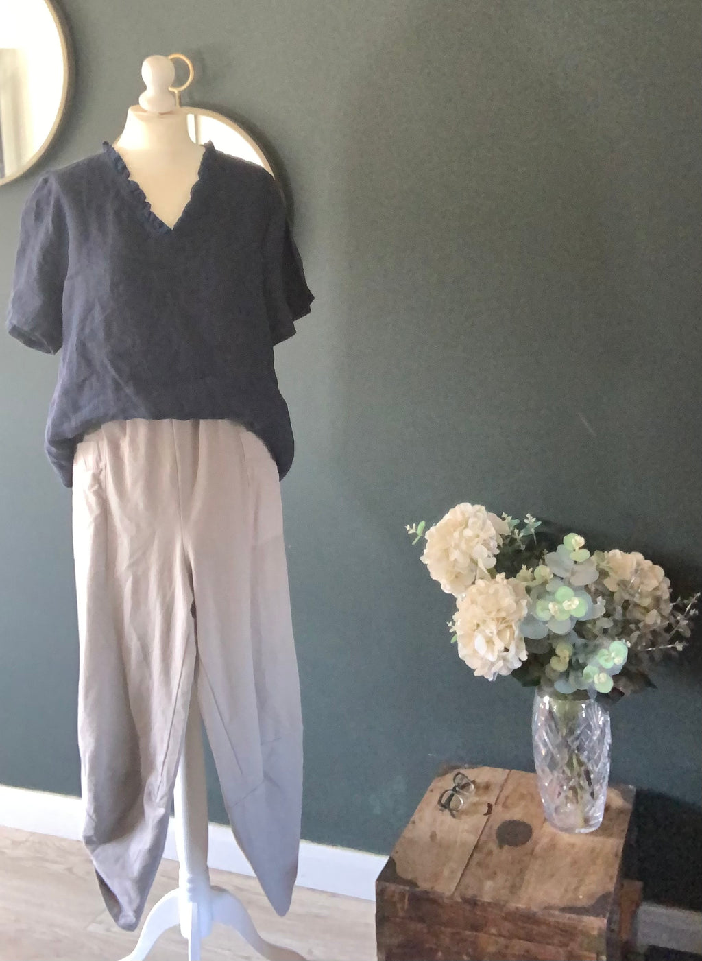 Linen t - shirt navy