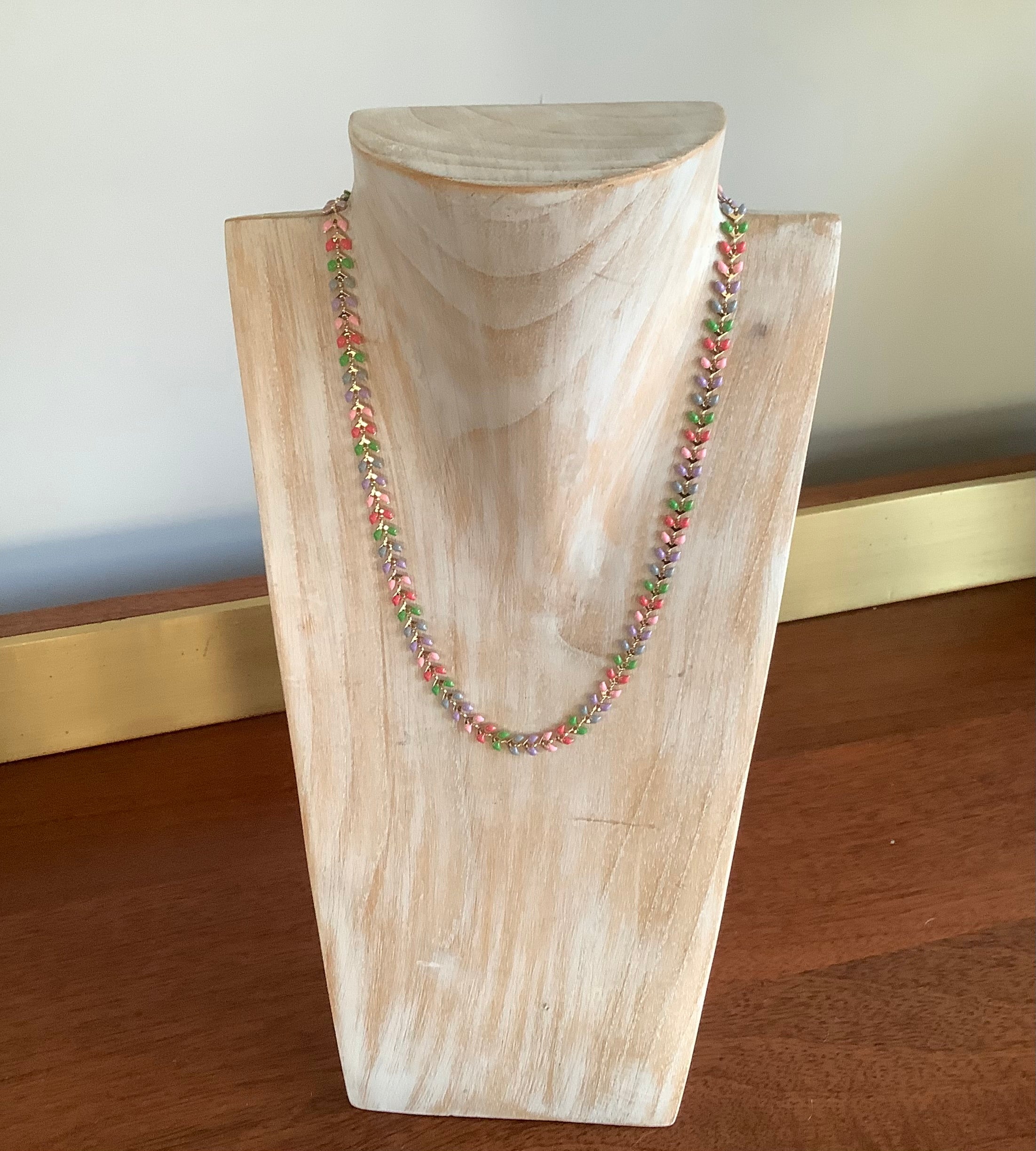 Golden and pastel epoxy droplets necklace