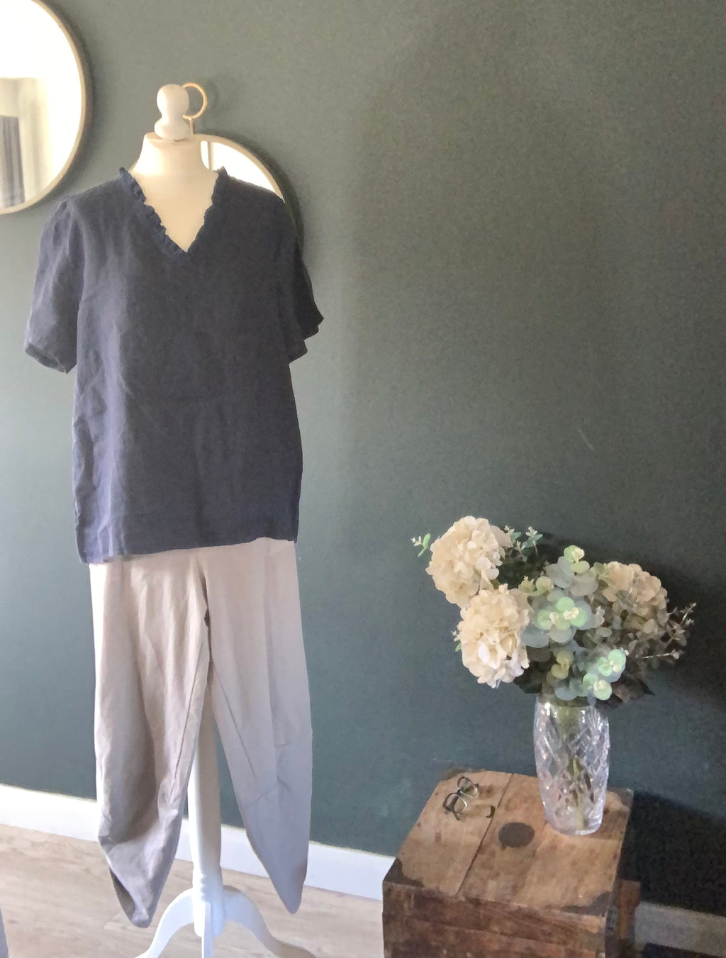 Linen t - shirt navy