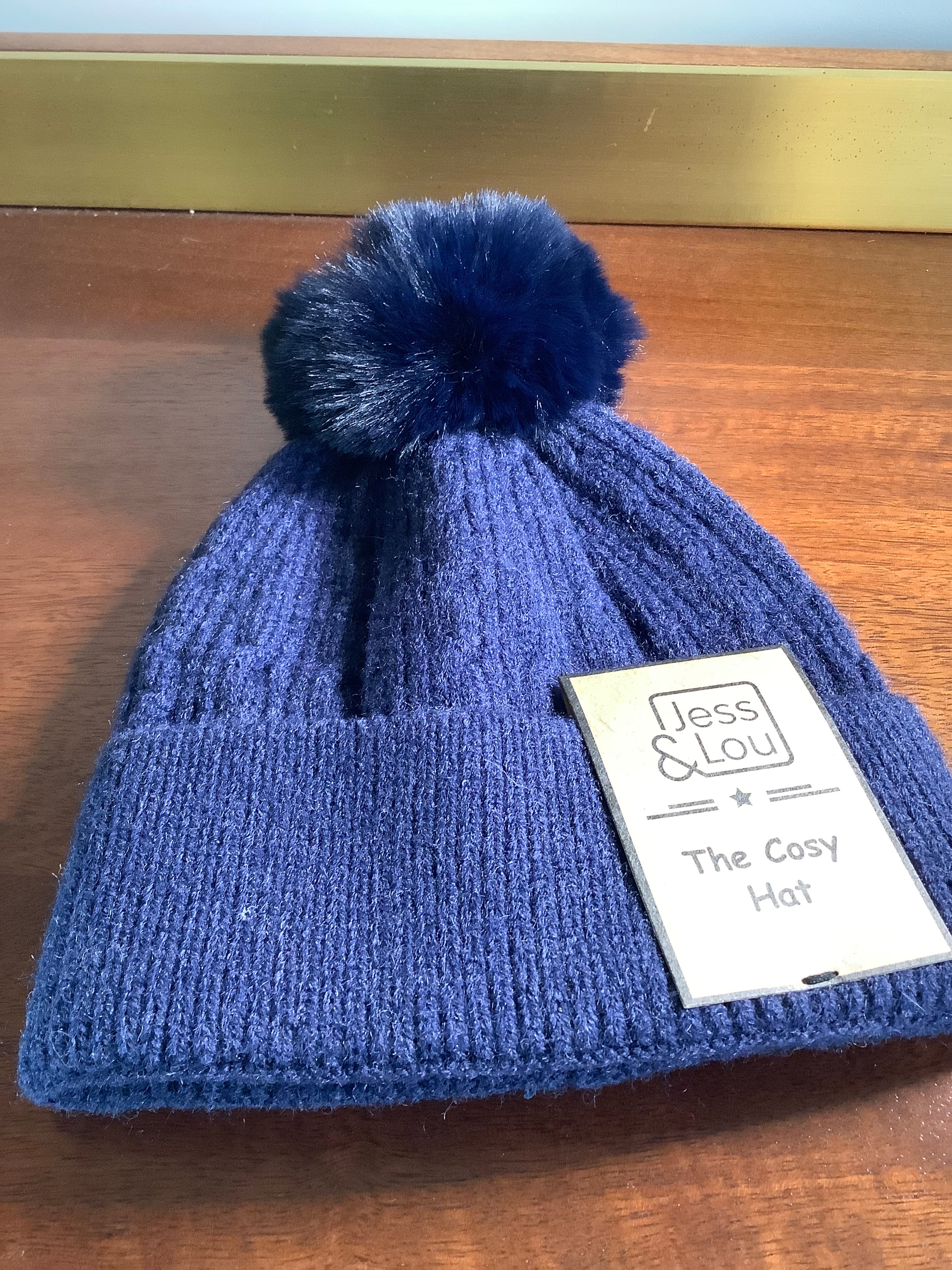 Navy bobble hat