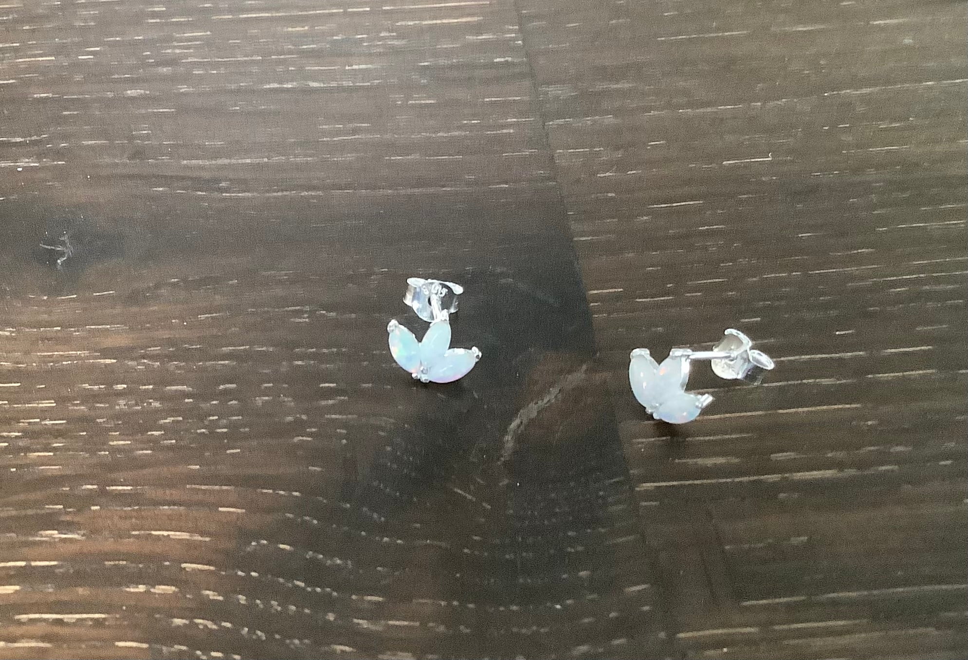 Silver opal earrings