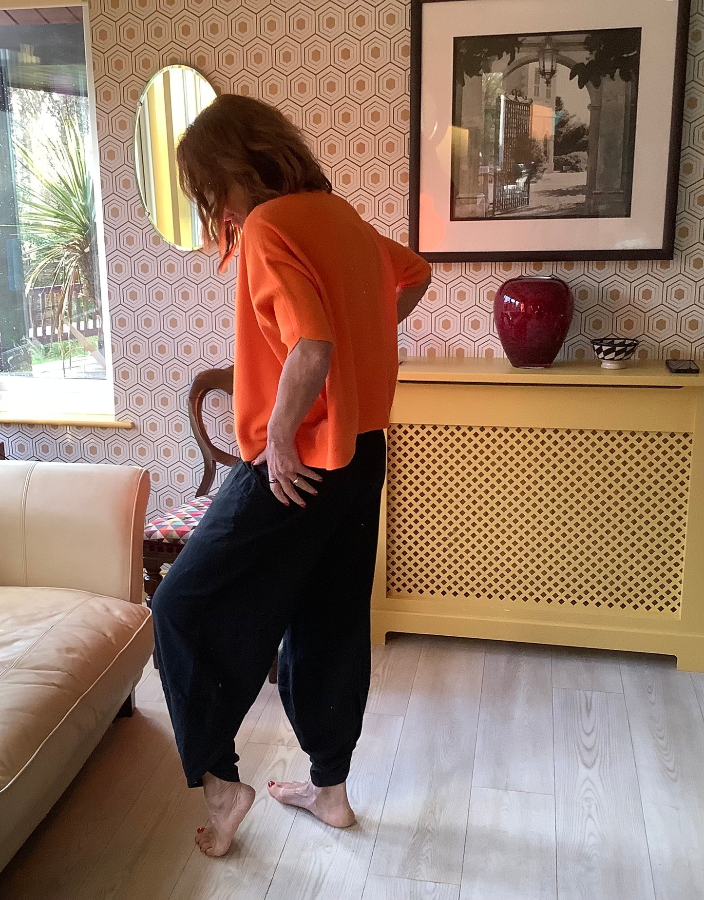 Black cotton slouchy trousers