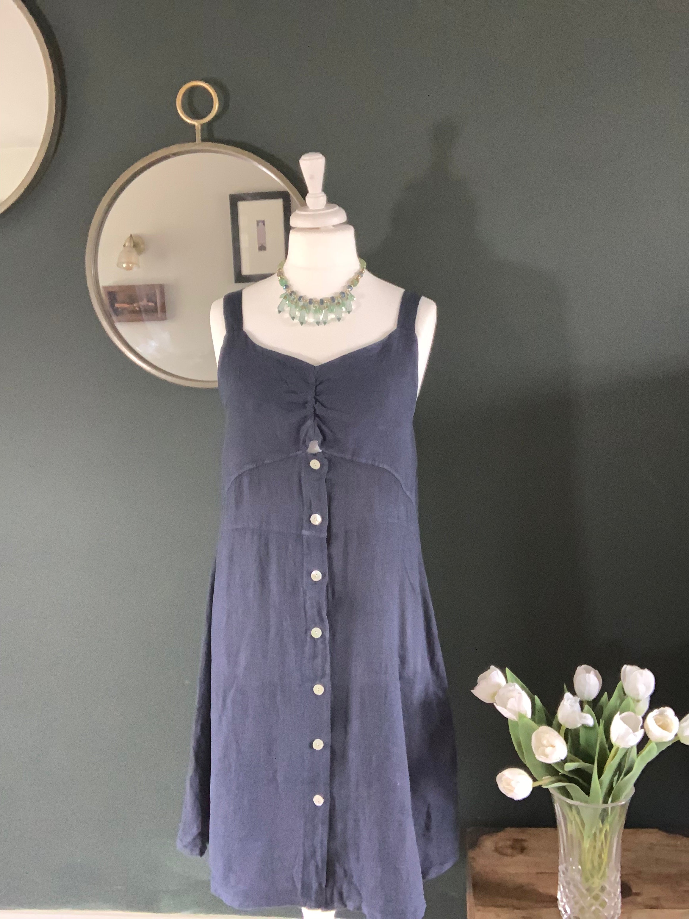 Sundress, navy linen