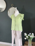 Linen frilled sleeve top