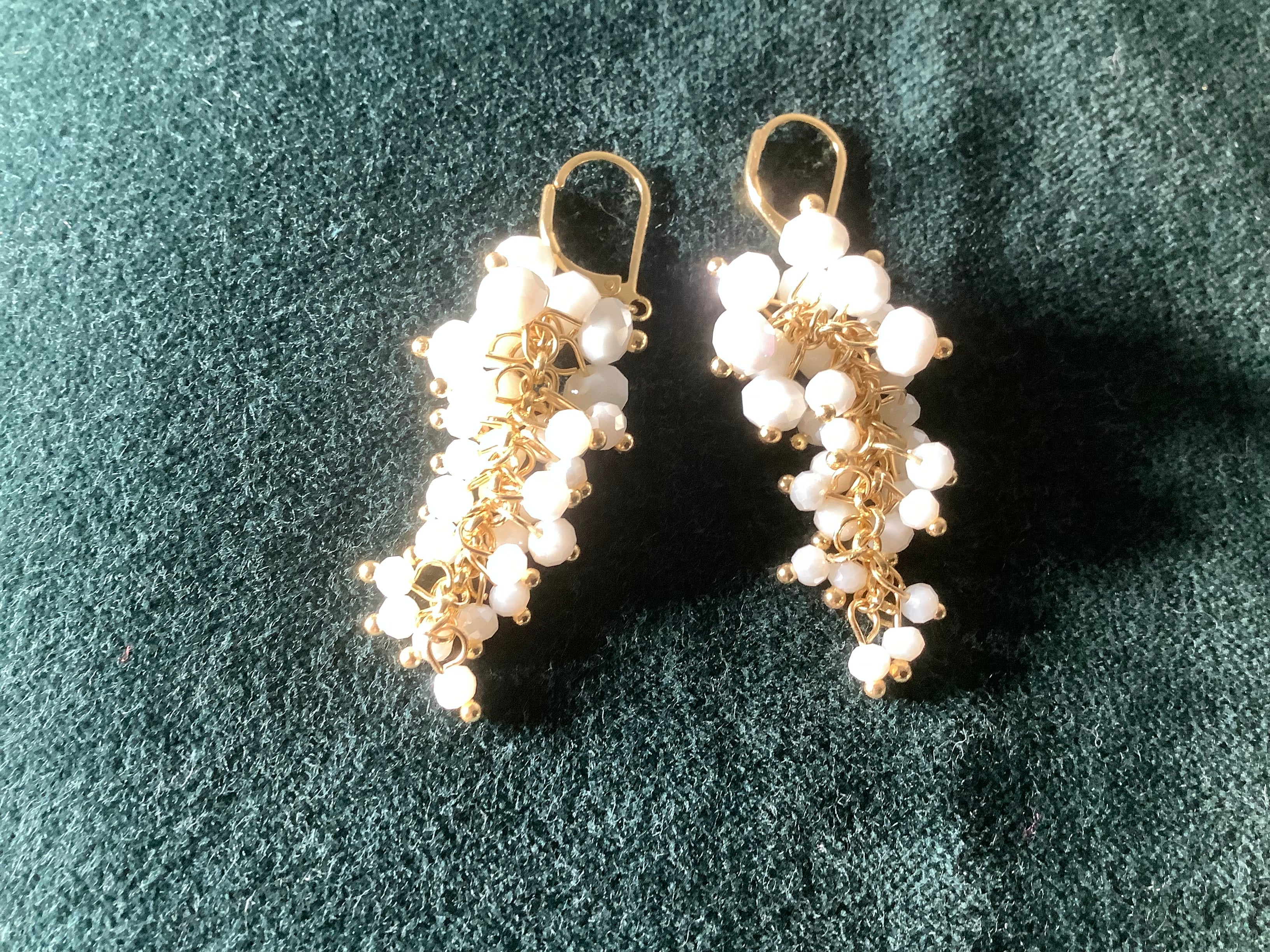 Earrings - white cluster