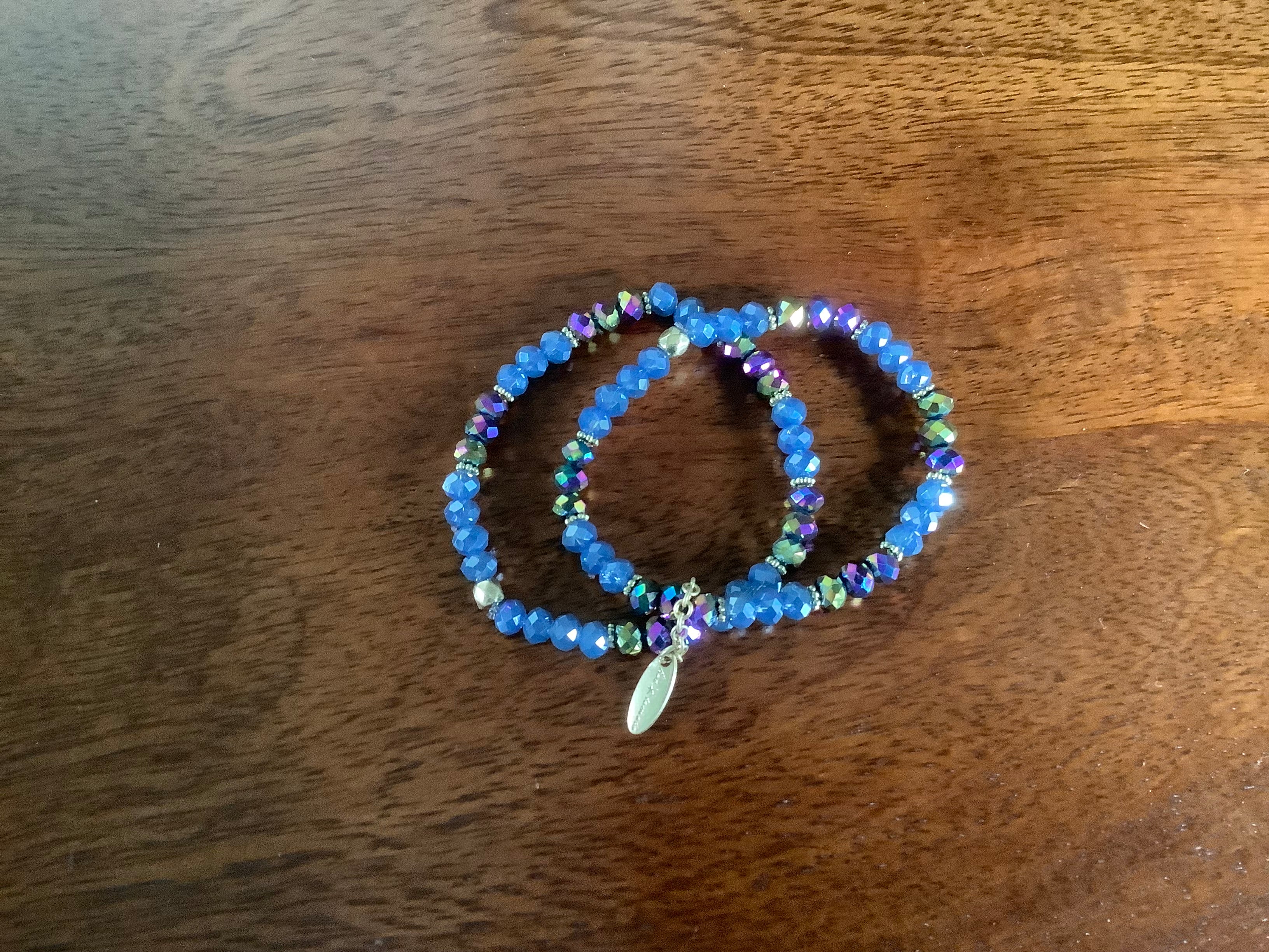 Bracelet -double strand, blue green