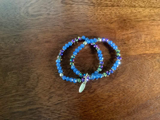 Bracelet -double strand, blue green