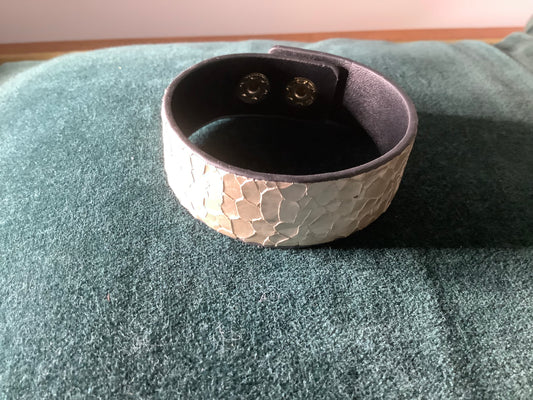 Bracelet - silver leather cuff