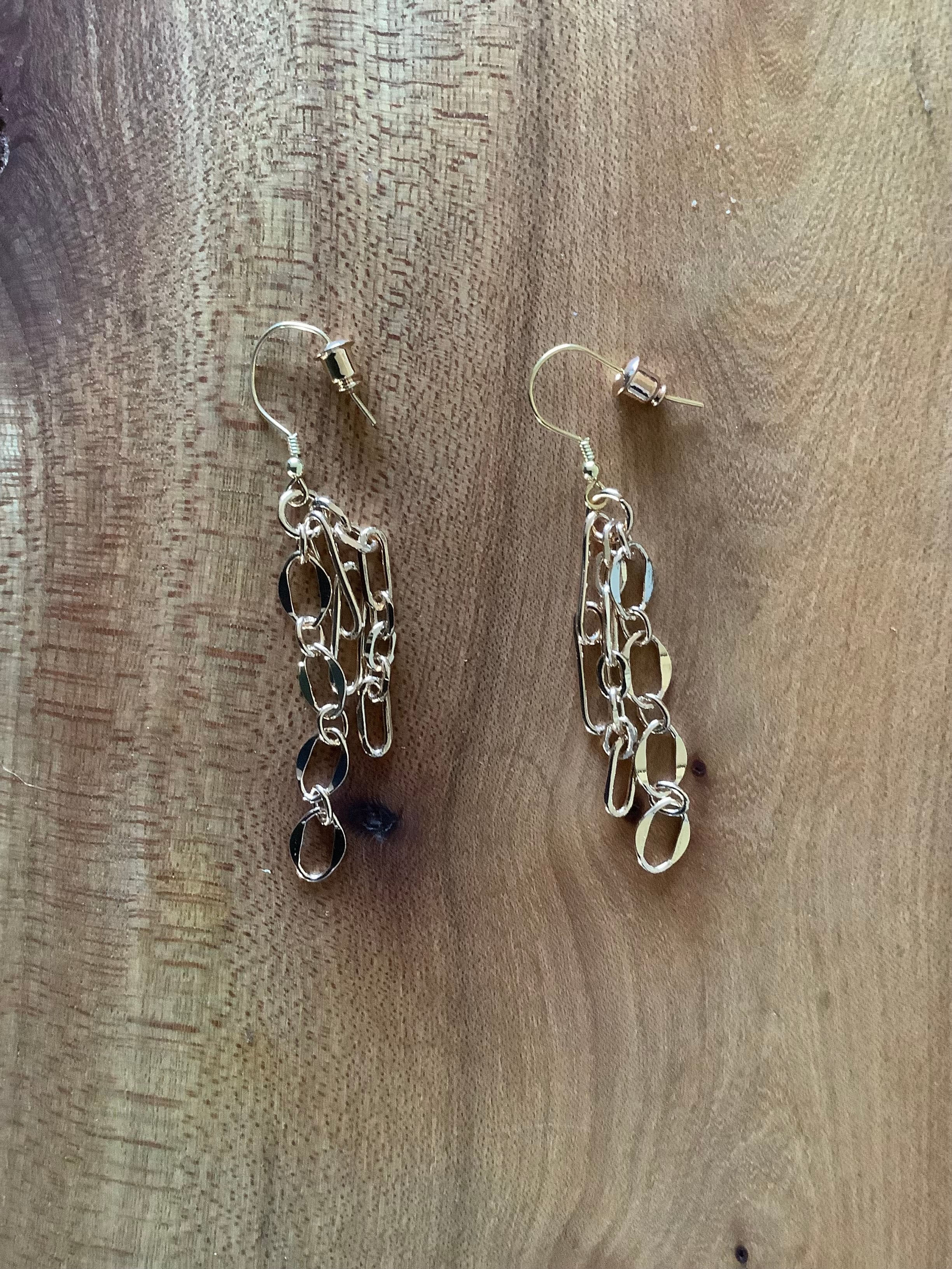 Gold coloured, chain drop earrings
