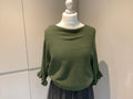 Khaki frill sleeve sweater