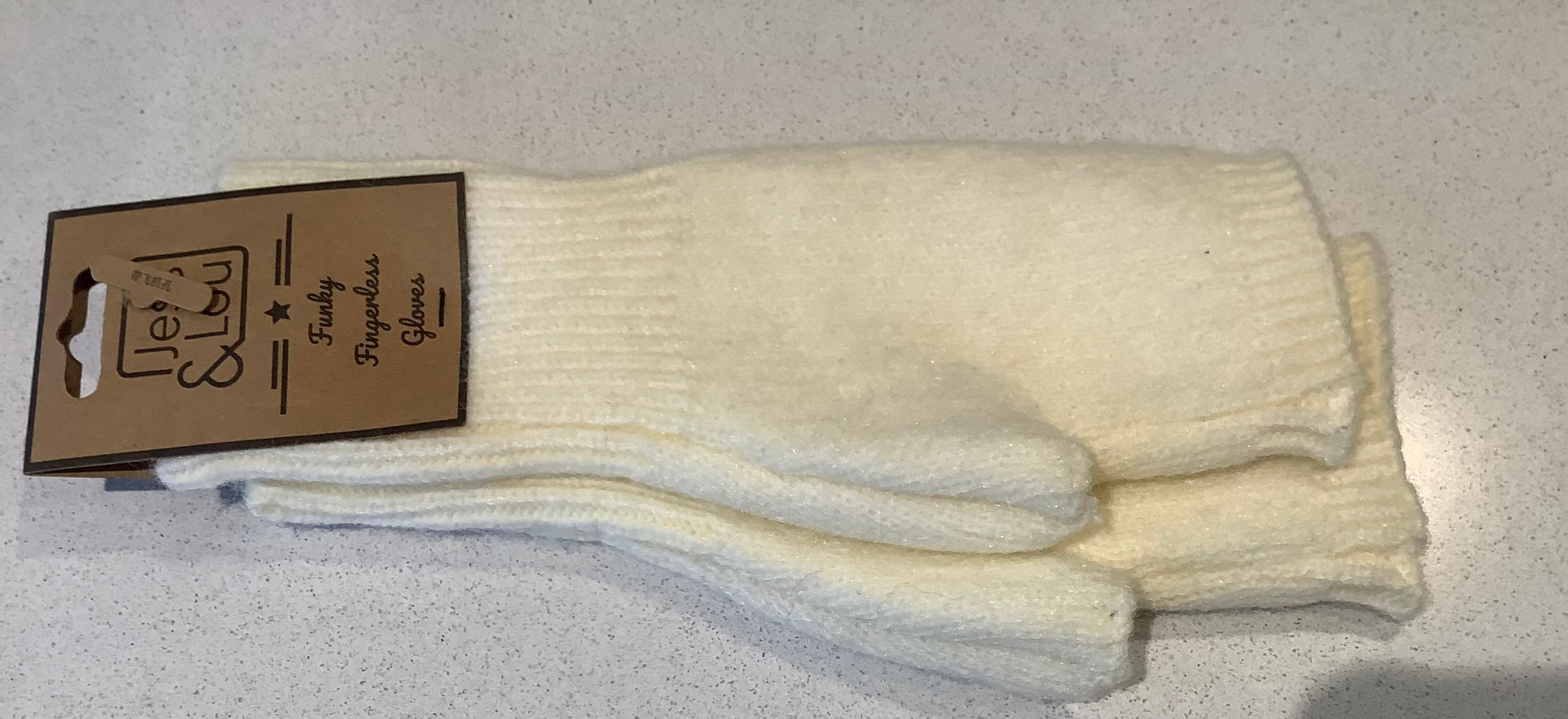 Fingerless gloves -cream