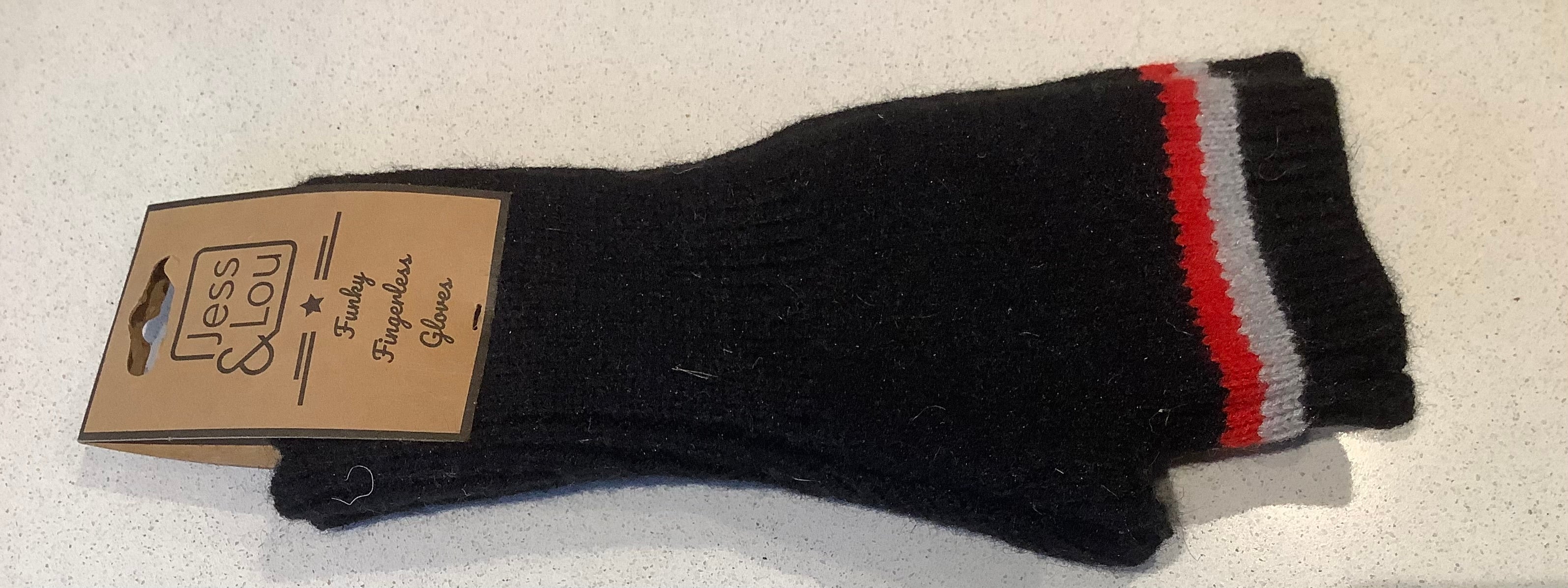 Fingerless gloves - black stripe