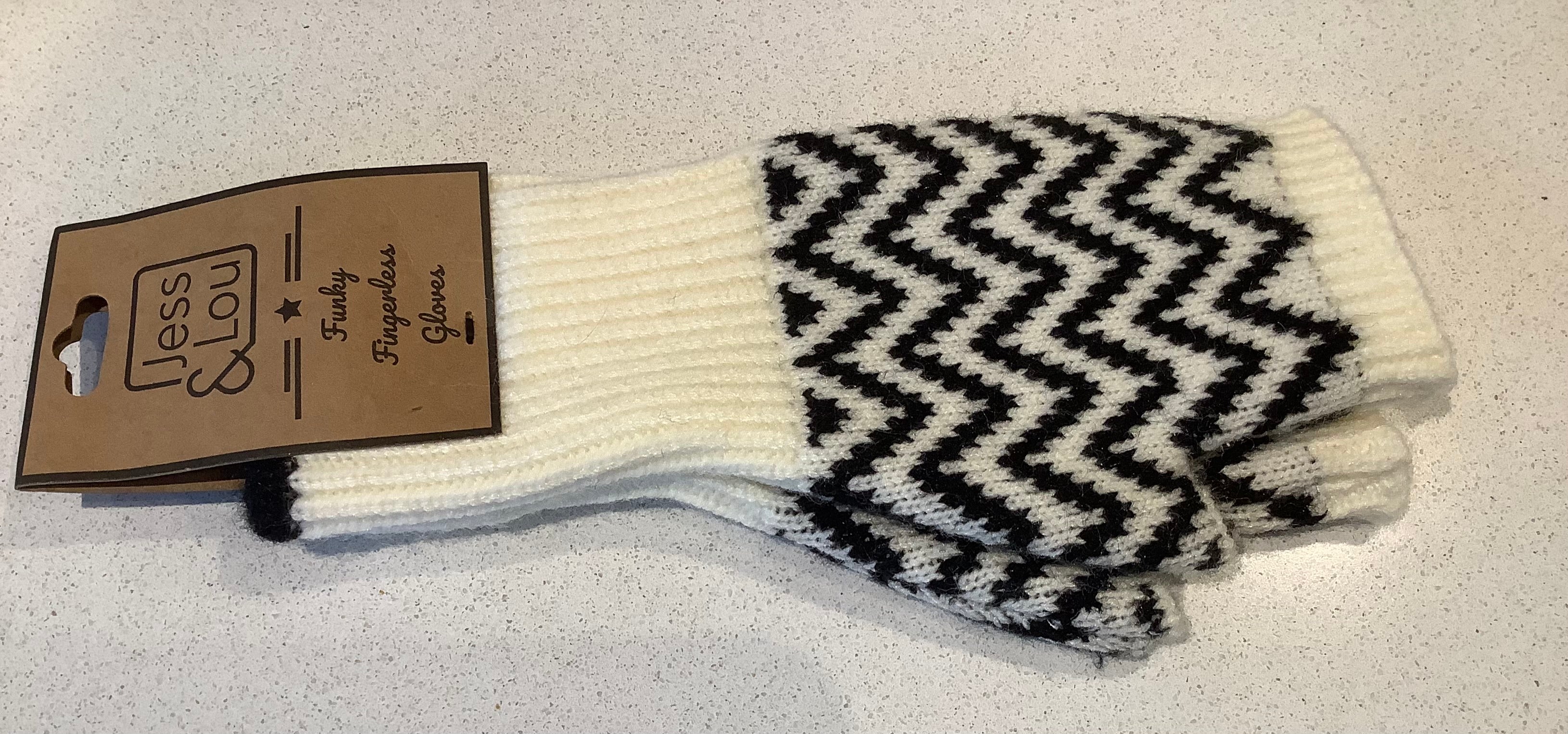 Fingerless gloves - herringbone black