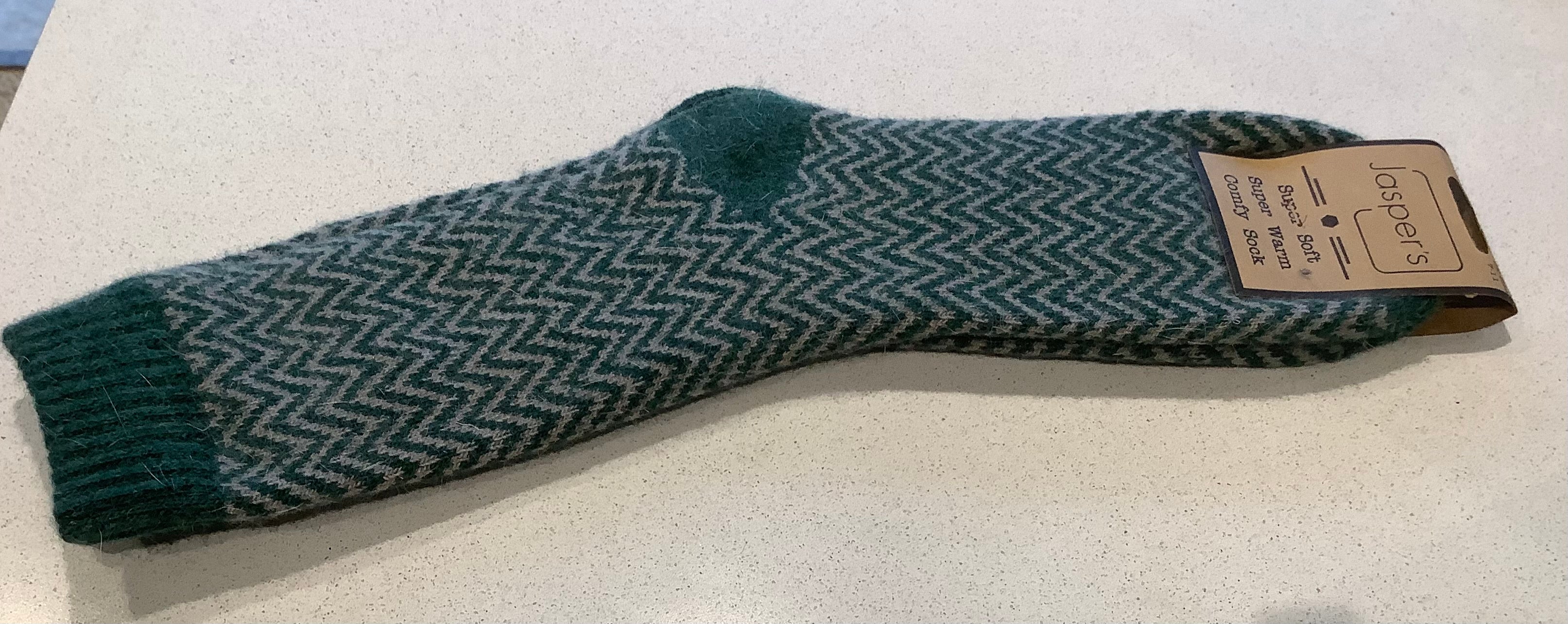 Men’s socks - green herringbone
