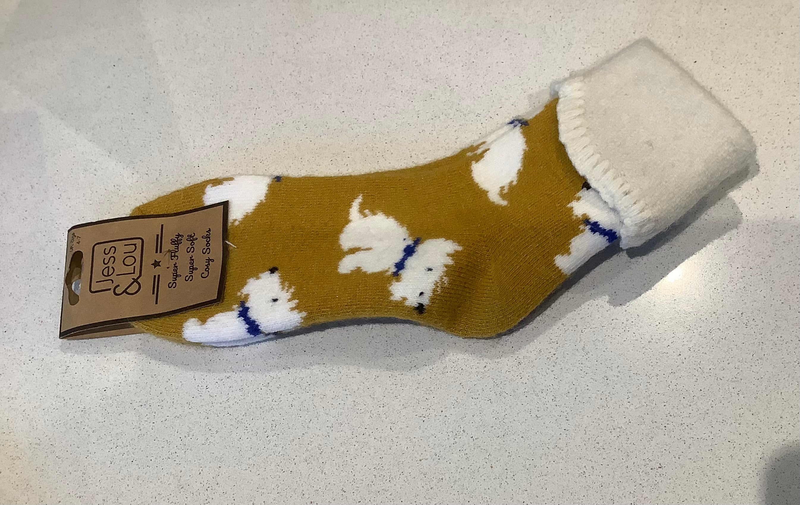 Cosy socks - mustard westies