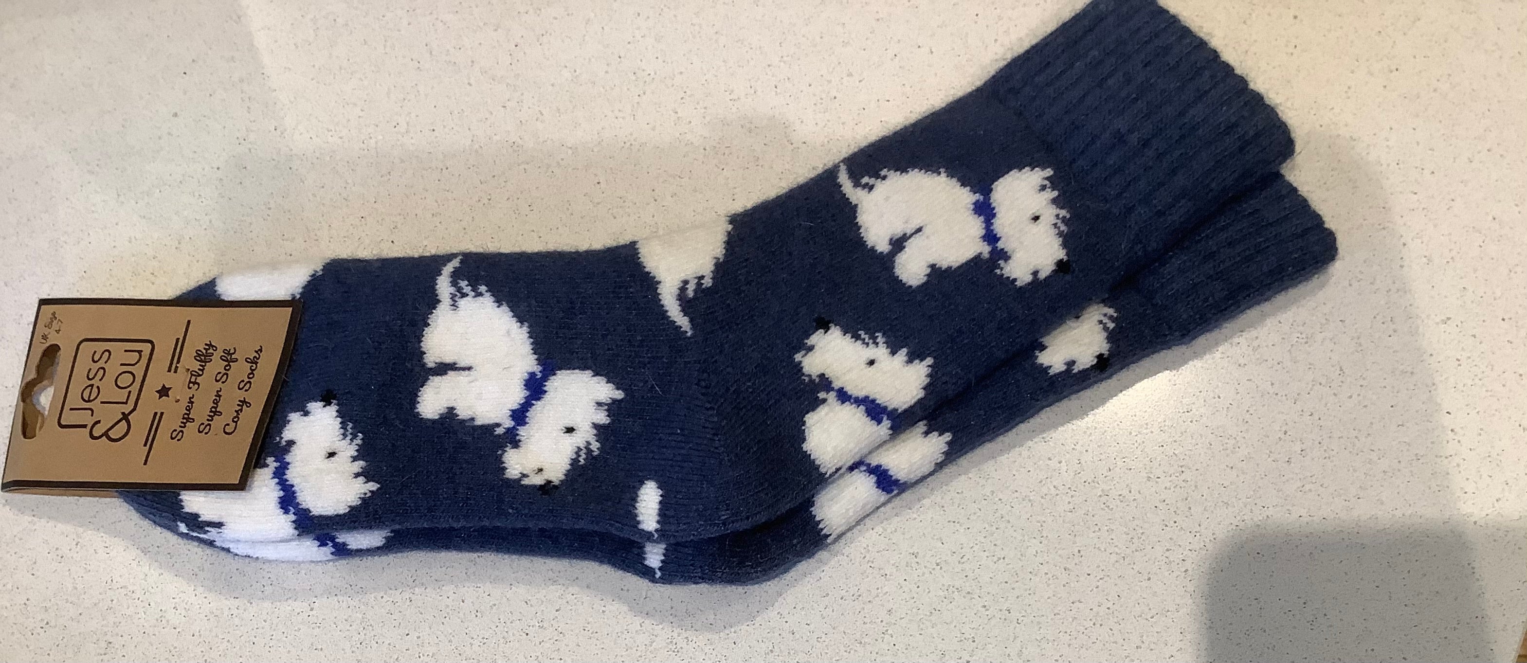 Cosy socks - westies navy