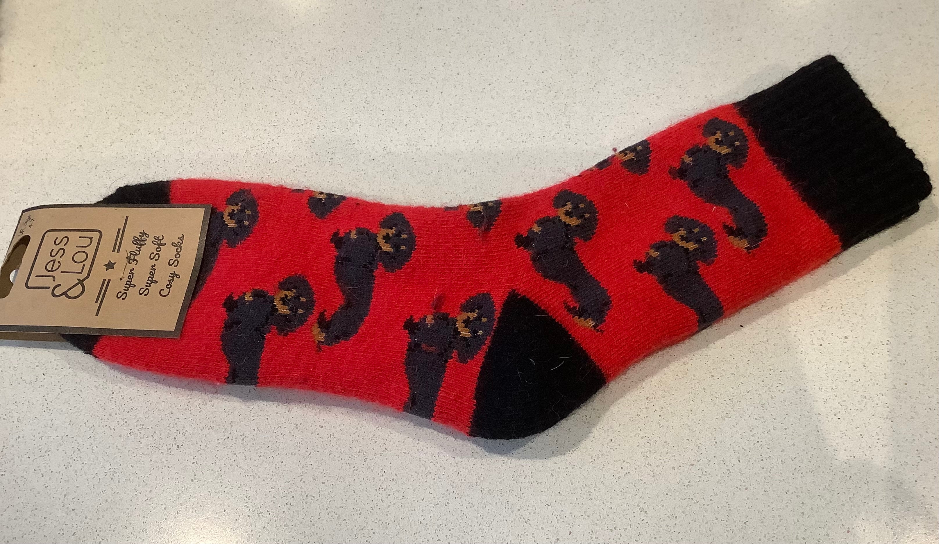Cosy socks - dachshunds red
