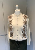 Argyle print cardigan with cashmere