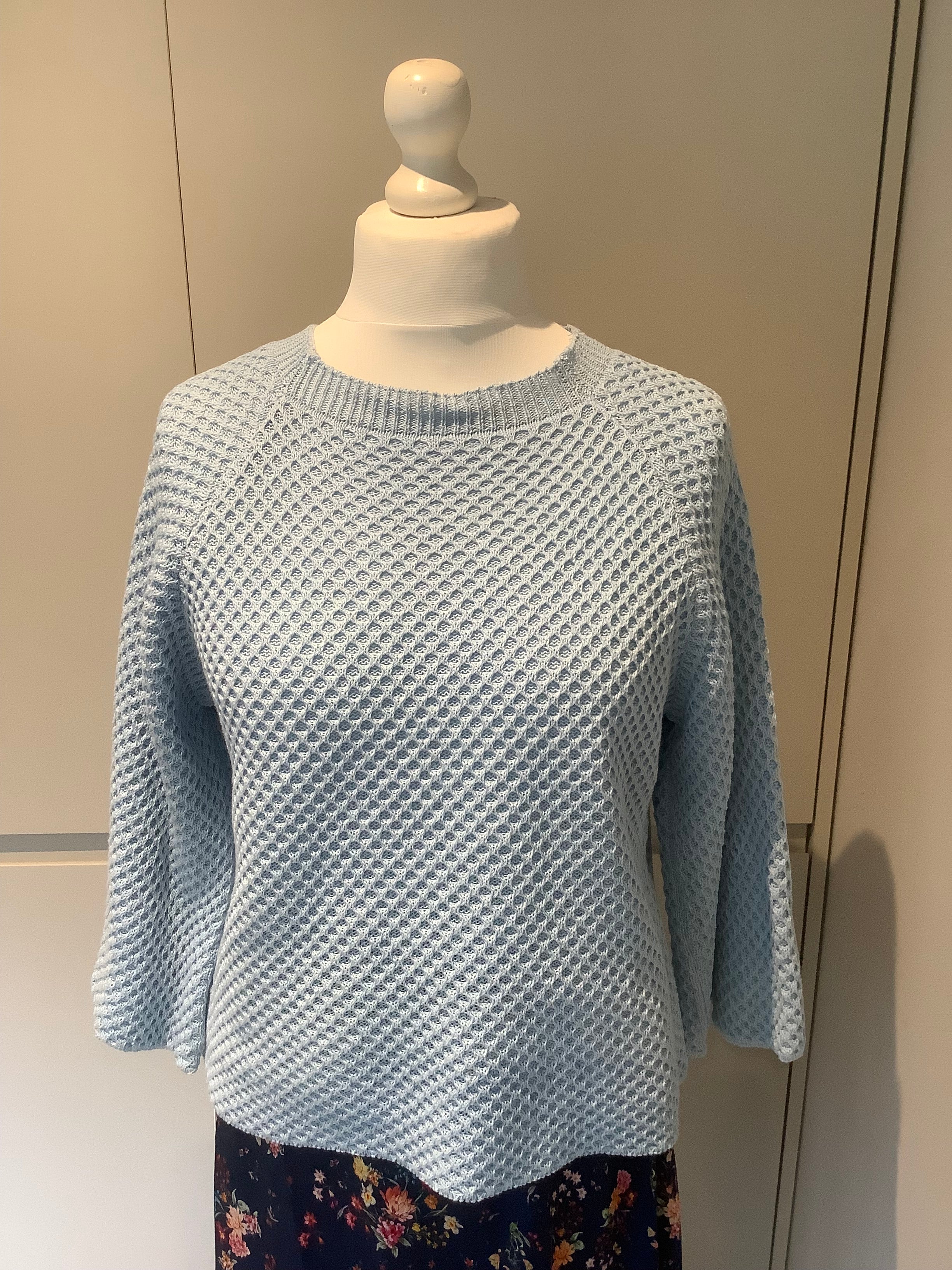 Honeycomb pale blue sweater