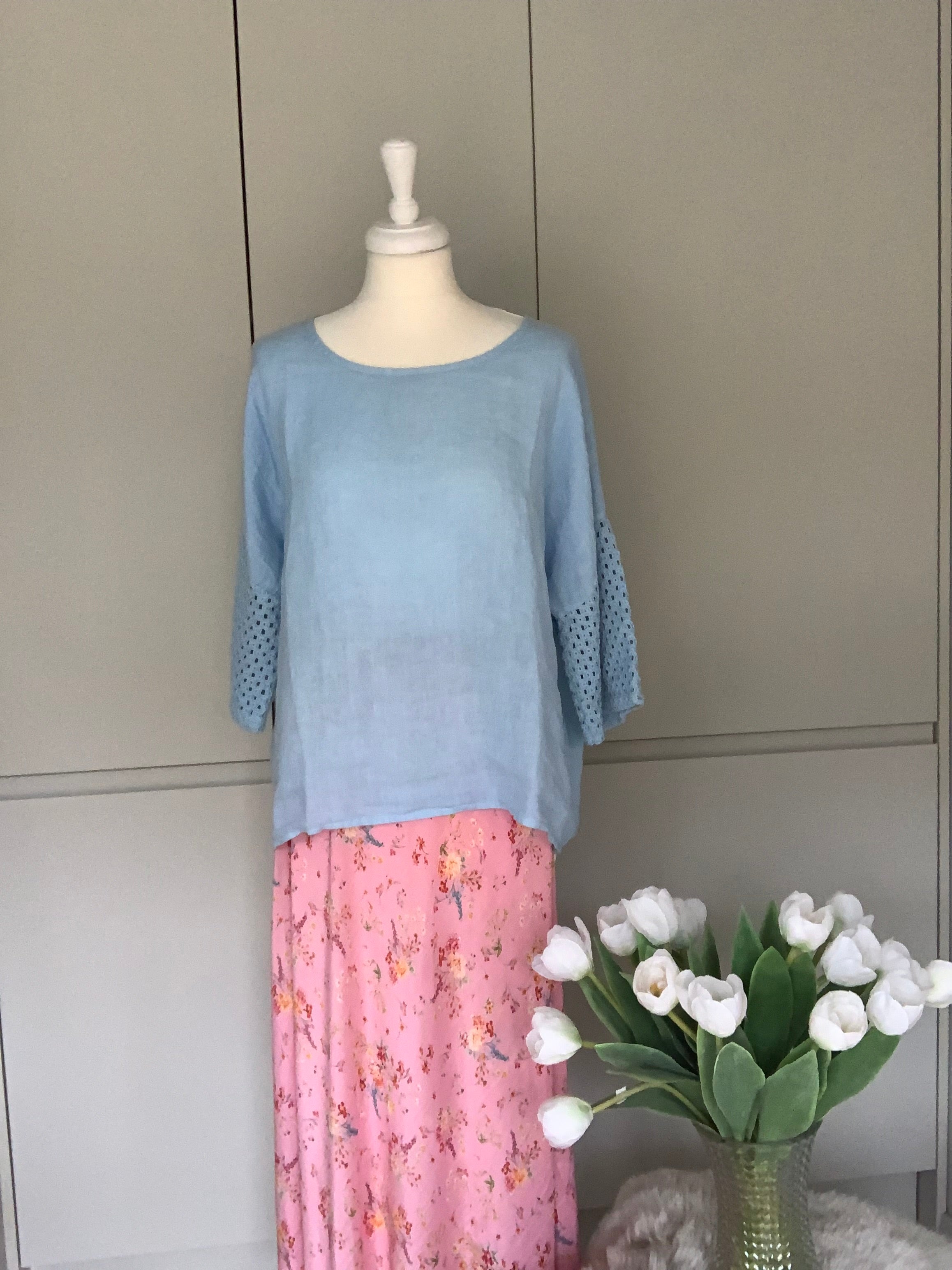 Pale blue linen top