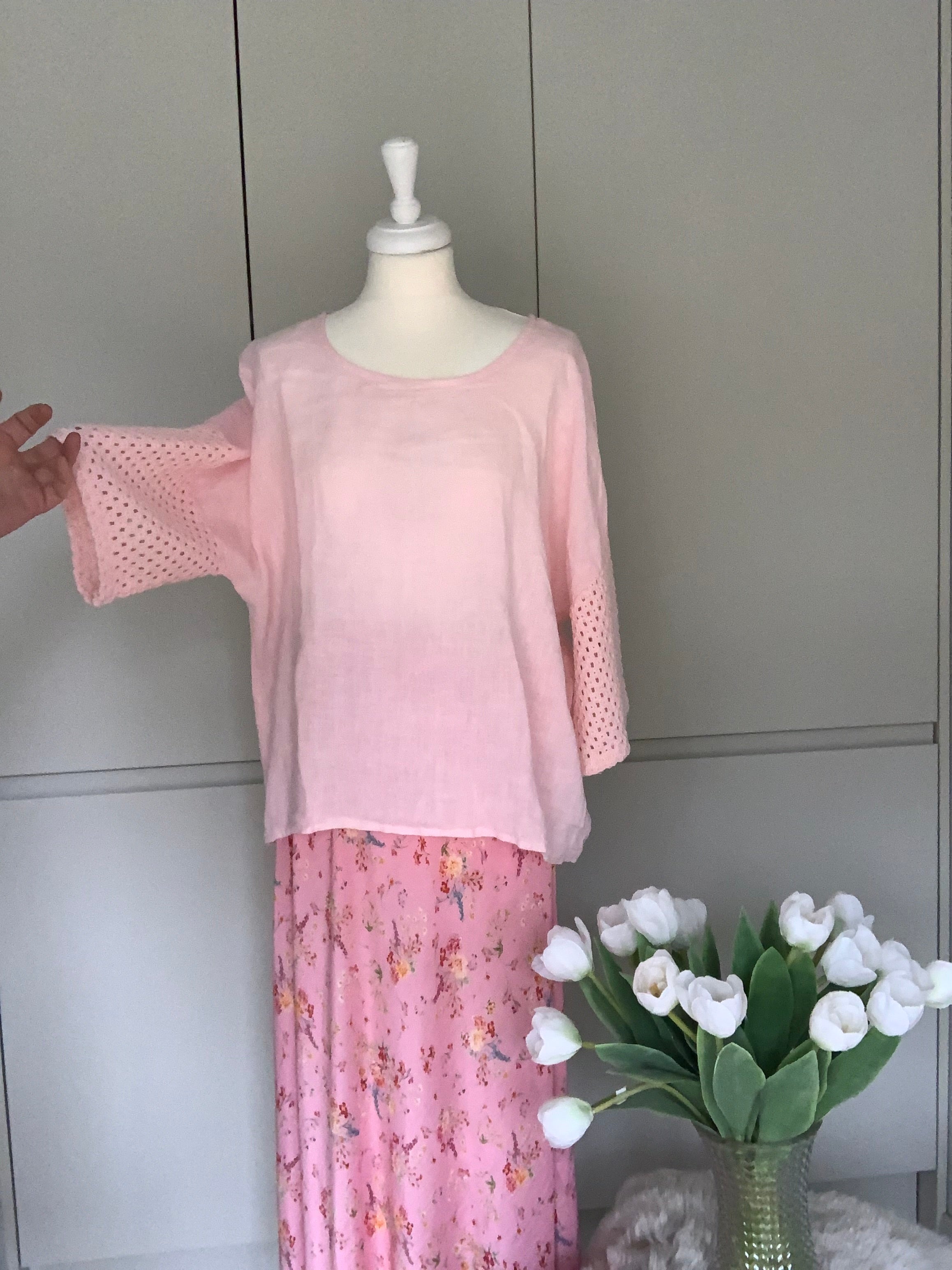 Pale pink linen top