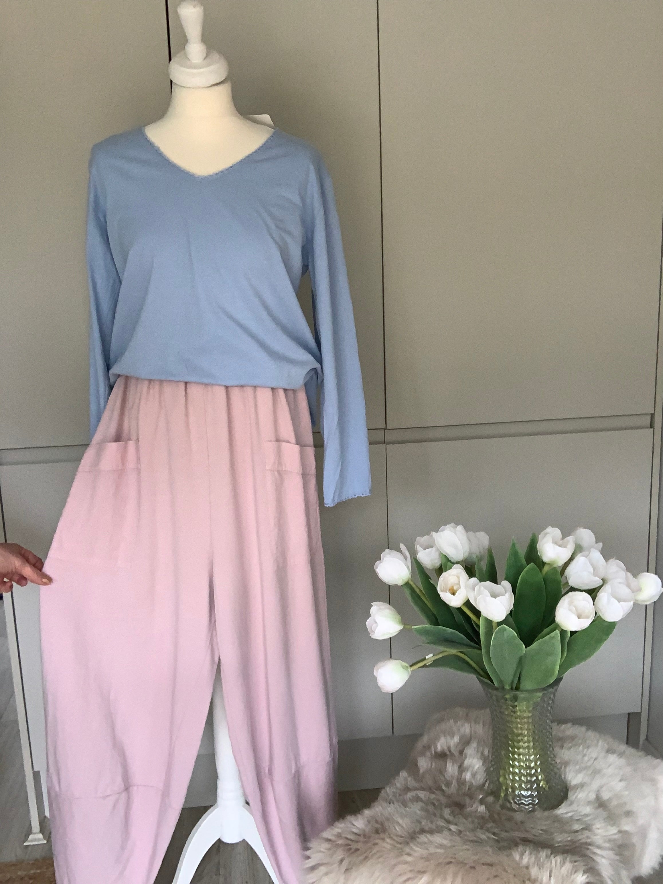 Pink cotton ballon pants
