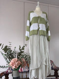 Striped tie front cardigan - pistachio