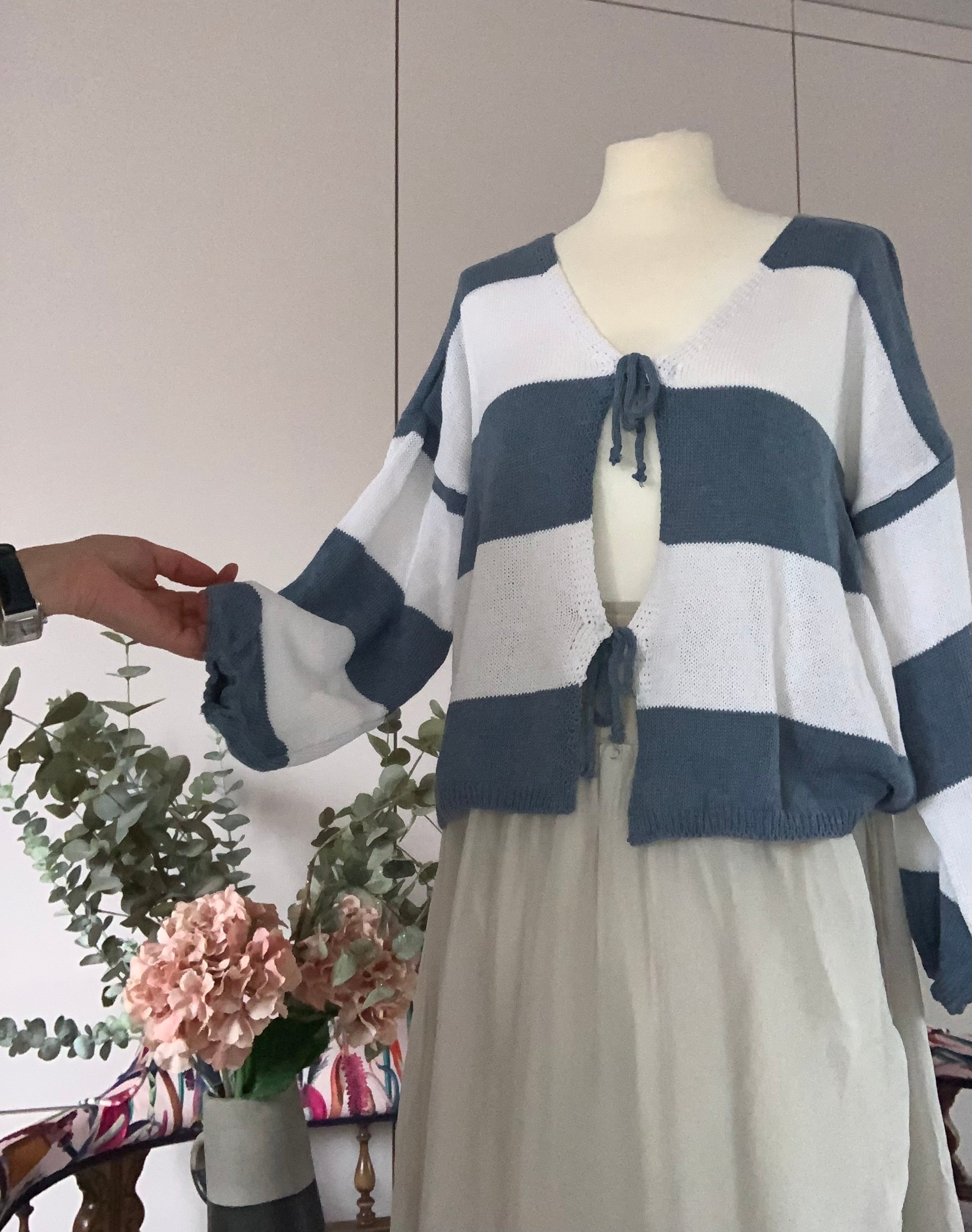 Tie front cardigan - blue