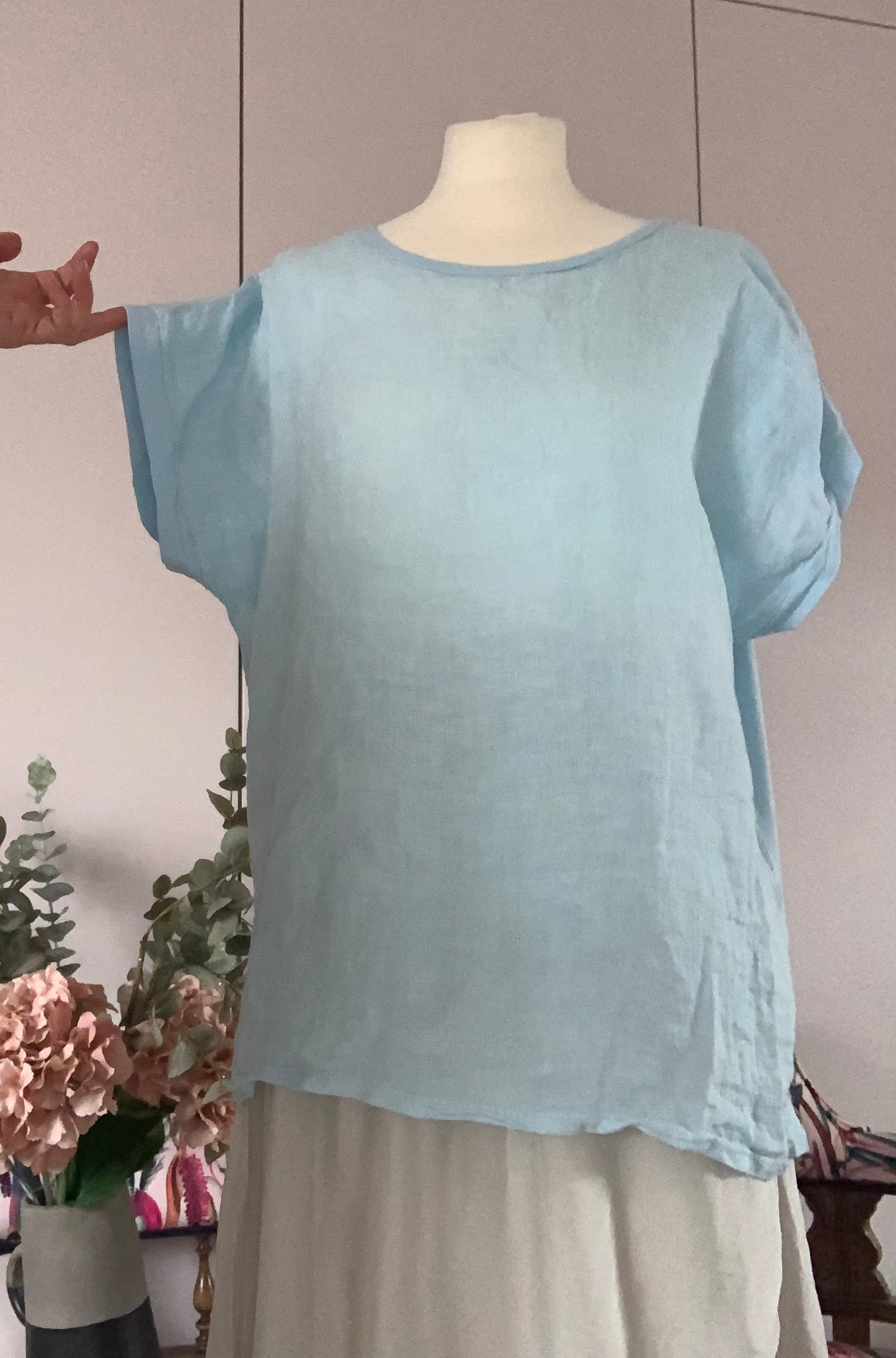 Pale blue T-shirt linen