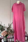 Full length linen dress - pink